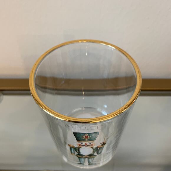 Medici Christmas Nutcracker Glass Tumblers 11oz Set of 2 Holiday Green Gold New - Picture 6 of 15